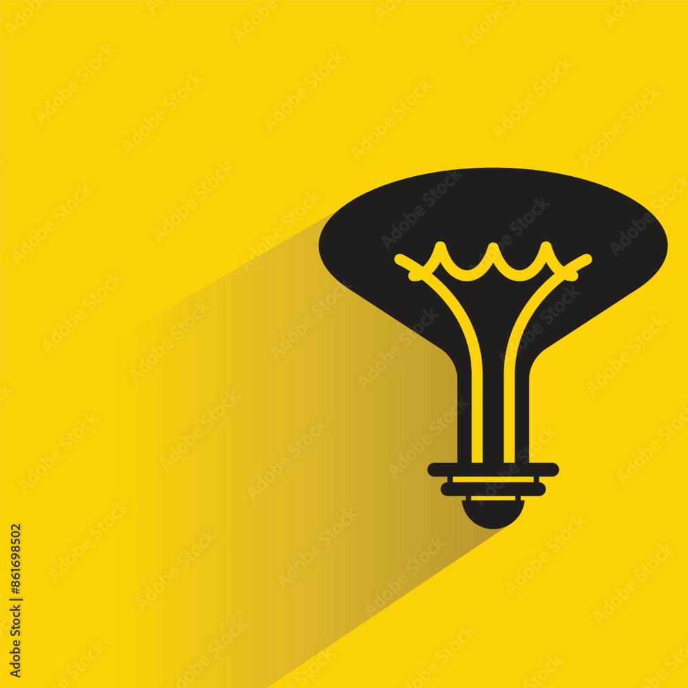 light bulb icon with drop shadow on yellow background light bulb icon with drop shadow on yellow background