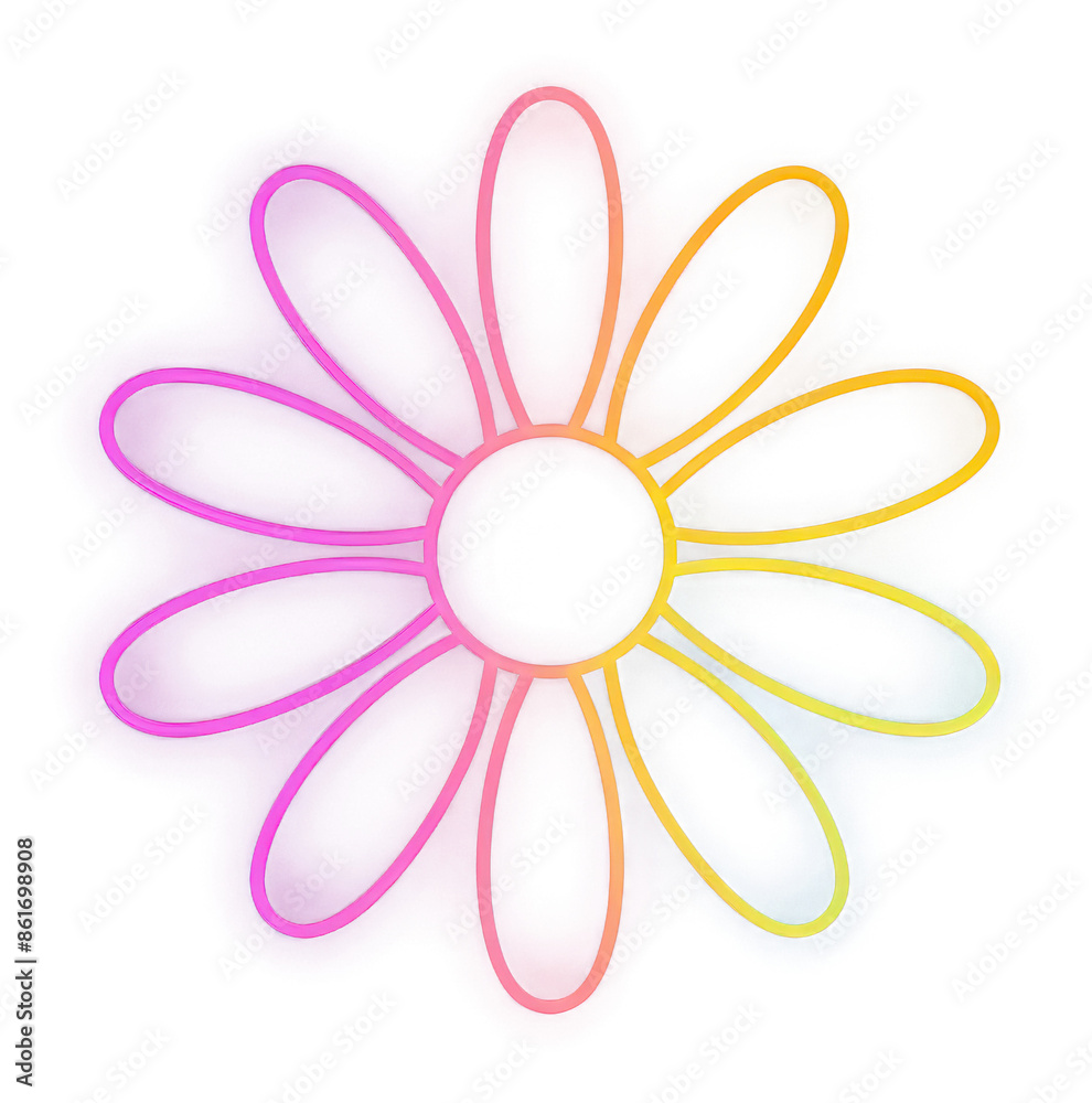 PNG simple line neon of *daisy icon*, in the style of color, aesthetic, minimal detailed, isolated --ar 1:1 --c 16