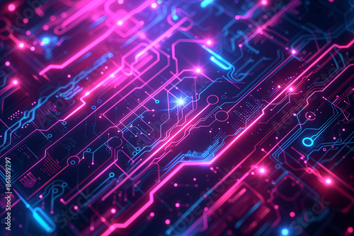 Wallpaper Mural Abstract background inspired by circuitry and technology connecting to cloud Incorporating neon lights, circuit lines and futuristic elements to create a dynamic and electrifying energetic wallpaper Torontodigital.ca