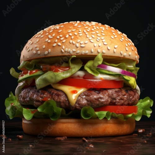 Burger on a dark background