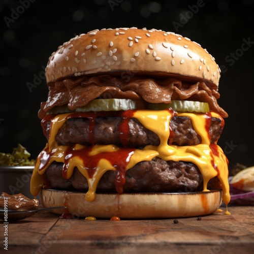 Burger on a dark background