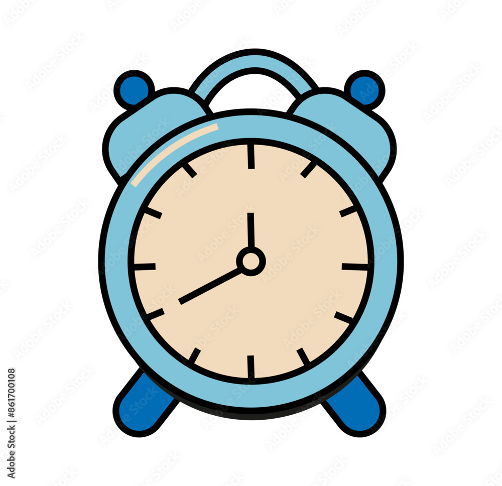 Vector illustration of blue alarm clock icon for web design Vector illustration of blue alarm clock icon for web design