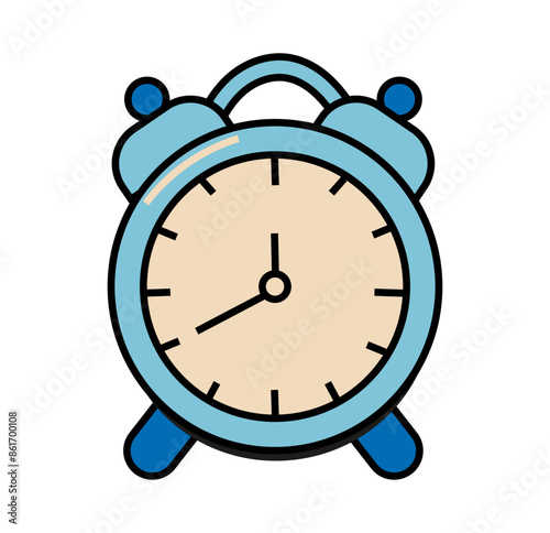 Vector illustration of blue alarm clock icon for web design