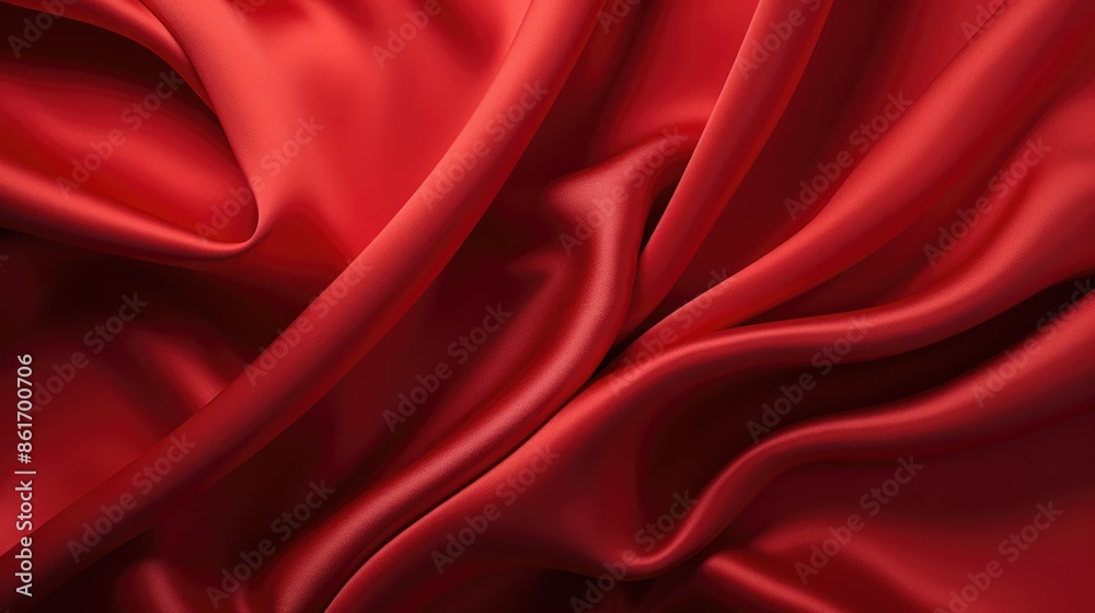 Obraz premium Smooth waves of luxurious red satin fabric with a silky texture