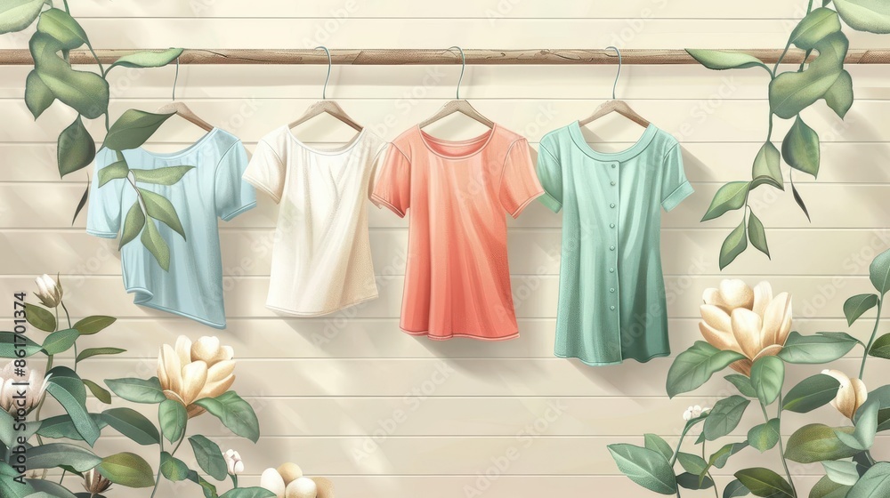 sustainable fashion tableau trendy organic cotton and hemp clothing ecoconscious style concept illustration sustainable fashion tableau trendy organic cotton and hemp clothing ecoconscious style concept illustration