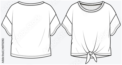 DROP SHOULDER BOXY KNIT TOP WITH FRONT TIE UP DETAIL DESIGNED FOR TEEN AND KID GIRLS IN VECTOR