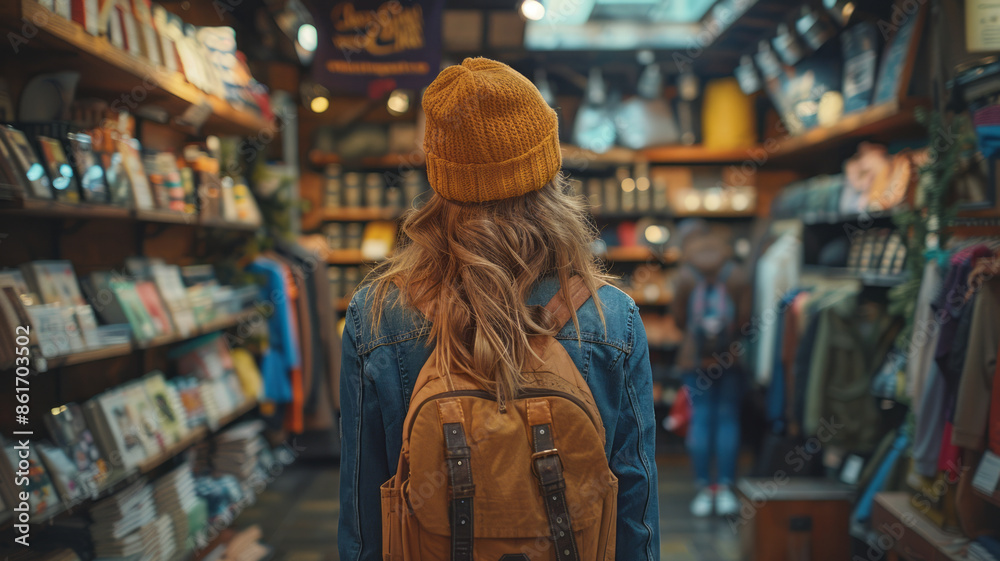 Young woman shopping in a clothing store, photo.generative ai Young woman shopping in a clothing store, photo.generative ai