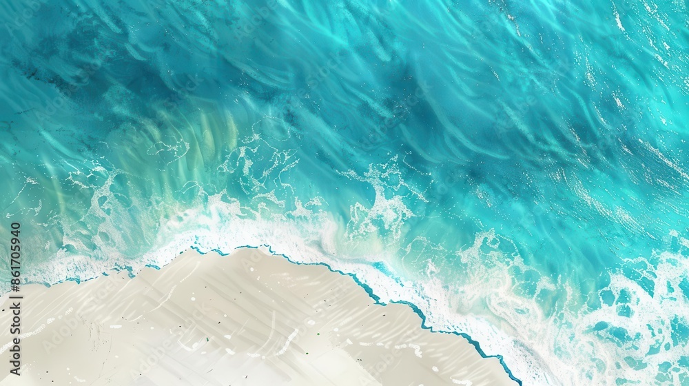 turquoise tranquility aerial view of crystalclear waters and pristine white sands digital painting turquoise tranquility aerial view of crystalclear waters and pristine white sands digital painting