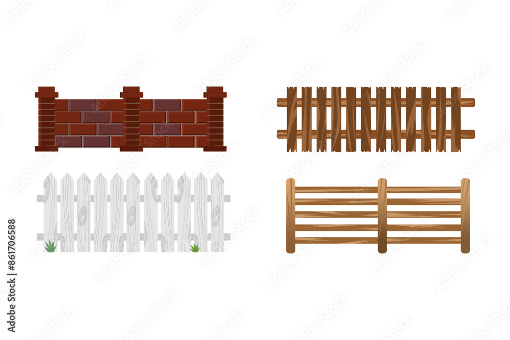 Vector of fences set. Various design of fences on flat design Vector of fences set. Various design of fences on flat design