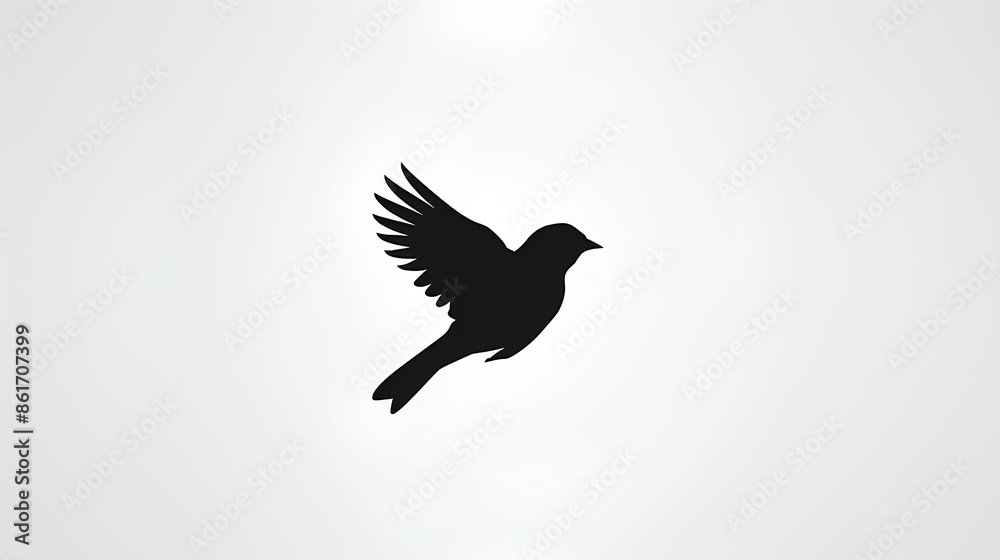 Fototapeta premium Minimalist bird icon with clean lines on a white background.