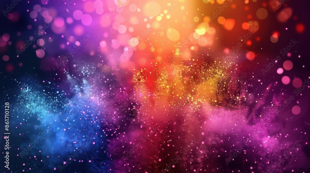 Fototapeta premium vibrant explosion of colorful holi powder paint indian festival of colors celebration illustration
