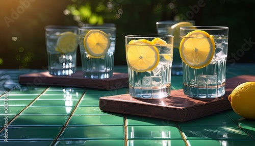 Glasses of Lemon Water, Outside