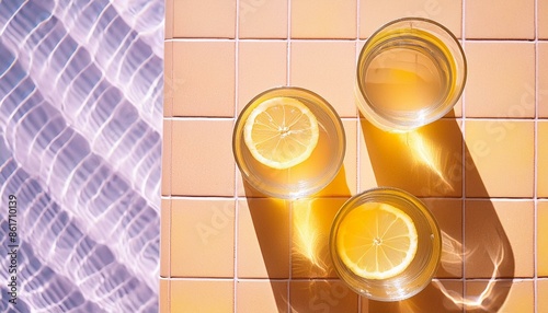 Summer Drinks, Pool Setting, Lemon 