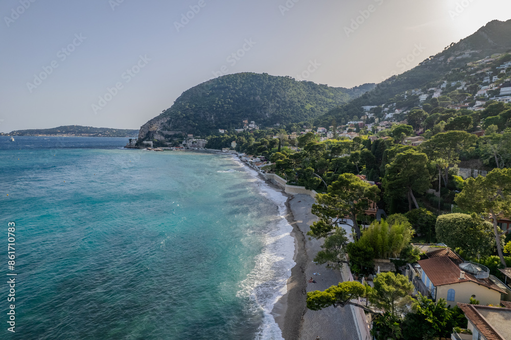 Aerial summer view of Èze, French Riviera (Côte d'Azur), France Aerial summer view of Èze, French Riviera (Côte d'Azur), France