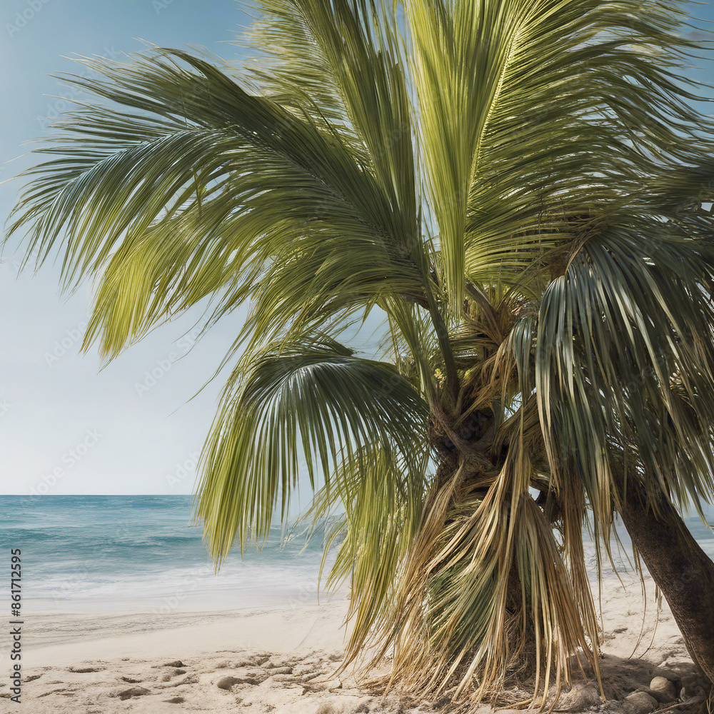 Fototapeta premium beautiful illustration background of beach palm trees