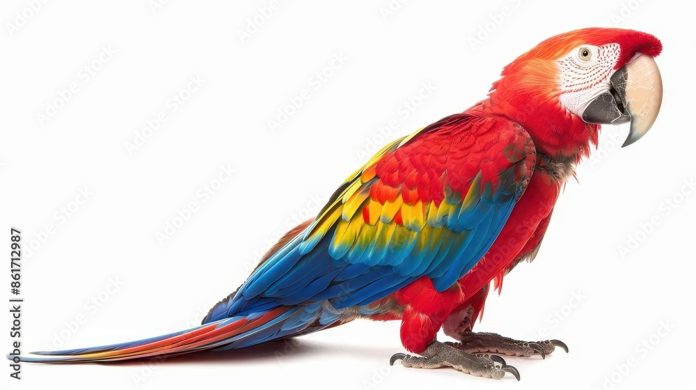 vibrant red macaw parrot on clean white background exotic bird portrait for decorative designs and projects vibrant red macaw parrot on clean white background exotic bird portrait for decorative designs and projects