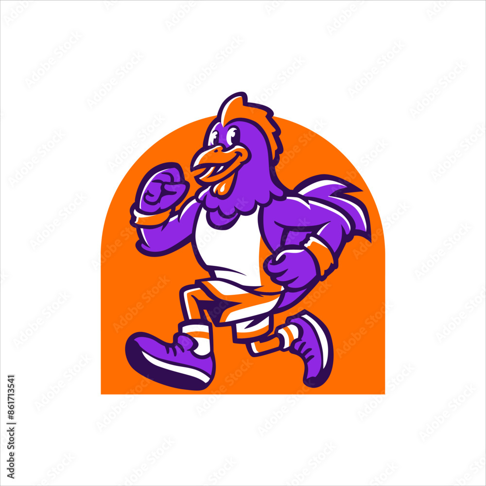 Fototapeta premium Running Rooster mascot logo