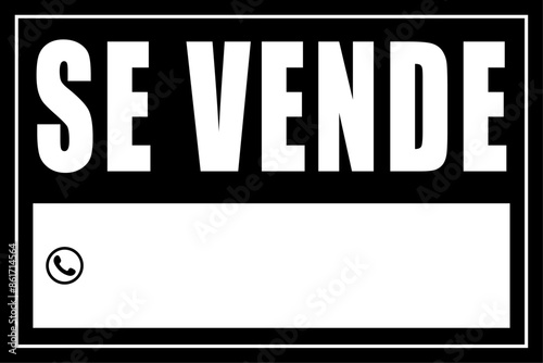 Letrero "SE VENDE" para impresión en formato vectorial.
