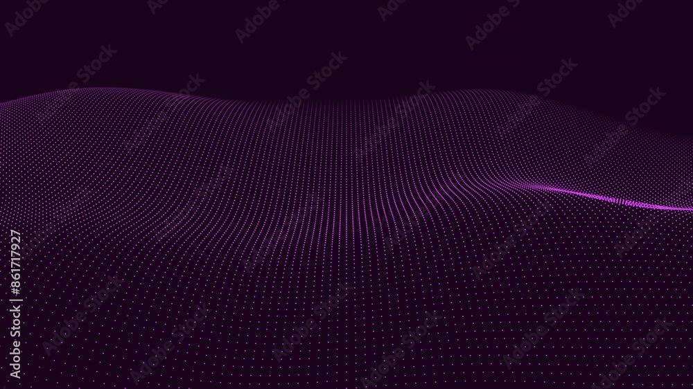 Purple wavy line with small dots arranged in a wave pattern, against a dark background. Ideal for website backgrounds or graphic design projects Purple wavy line with small dots arranged in a wave pattern, against a dark background. Ideal for website backgrounds or graphic design projects