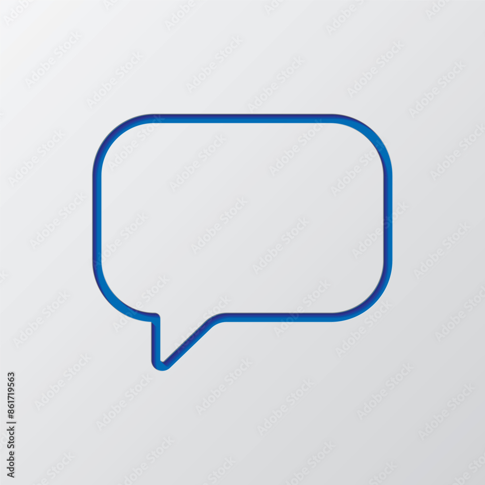 Chat, message simple icon vector. Flat design. Paper cut design. Cutted blue symbol with shadow. Gray background Chat, message simple icon vector. Flat design. Paper cut design. Cutted blue symbol with shadow. Gray background