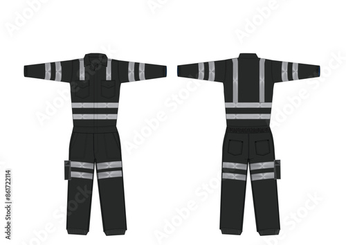 Coveralls With Reflective Tape - OVEROL NEGRO CON CINTA REFLECTIVA_124VAGH