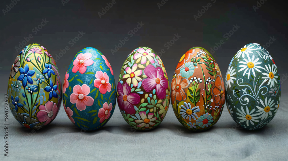 Beautiful hand painted colorful Easter eggs Beautiful hand painted colorful Easter eggs