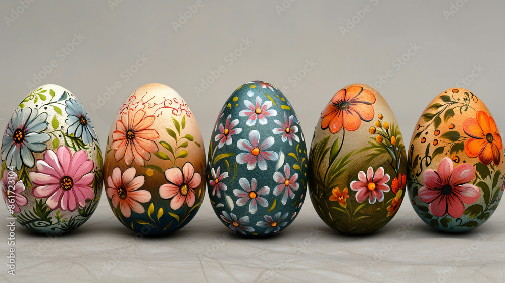 Beautiful hand painted colorful Easter eggs Beautiful hand painted colorful Easter eggs