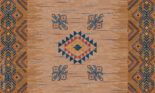 Native American tribal fabric motif pattern. Navajo fabric motif pattern, abstract vector motif. For fabrics, clothing, blankets, carpets, wovens, wraps, decorations etc