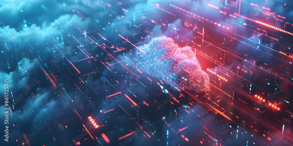 Fototapeta premium Harnessing the Power of Future Cloud Computing for Efficient Transfer and Storage of Vast Digital Data. Concept Cloud Computing, Data Transfer, Storage Solutions, Future Technology