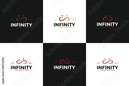 Set collection of infinity and bicycle logo design vector illustration template idea