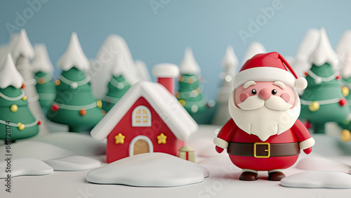 Cute Cartoon Santa Standing...