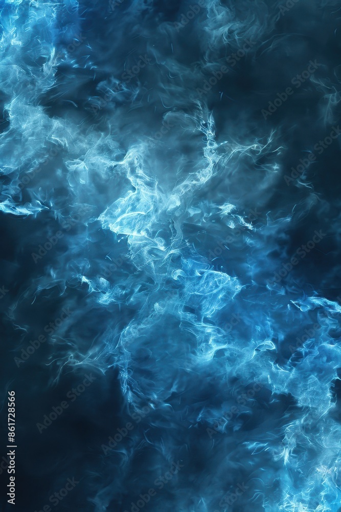 Fototapeta premium Realistic thunder light and blue smoke cloud bottom frame