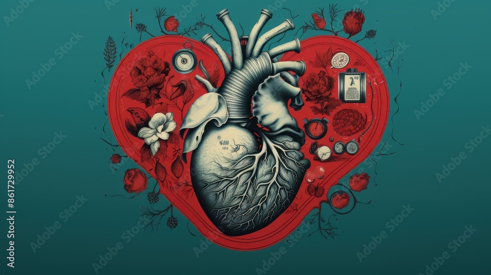 Red anatomical heart