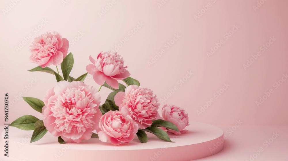Fresh pink flowers arranged on a white plate, suitable for food photography or still life compositions