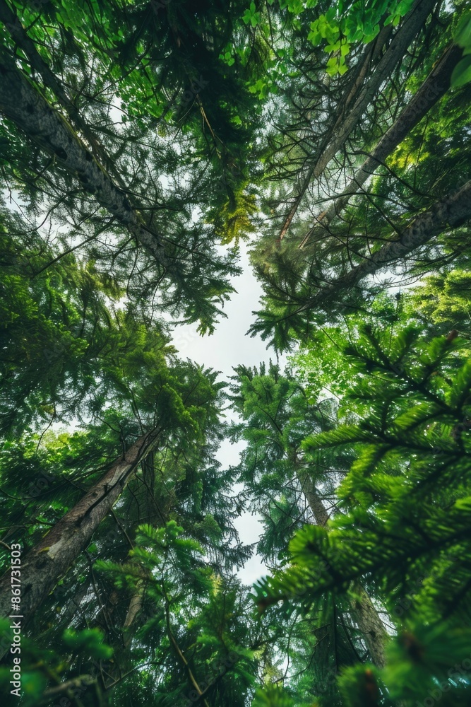 A forest with trees in the middle of the sky A forest with trees in the middle of the sky