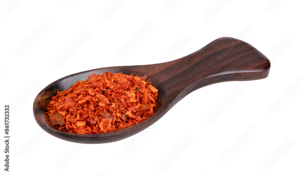 pile of red pepper in wood spoon on transparent png pile of red pepper in wood spoon on transparent png
