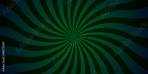 Vector Abstract green sun rays sunburst backdrop background. seamless retro vintage burst sunrise sunbeam element spiral striped illustration sunray template wallpaper design.