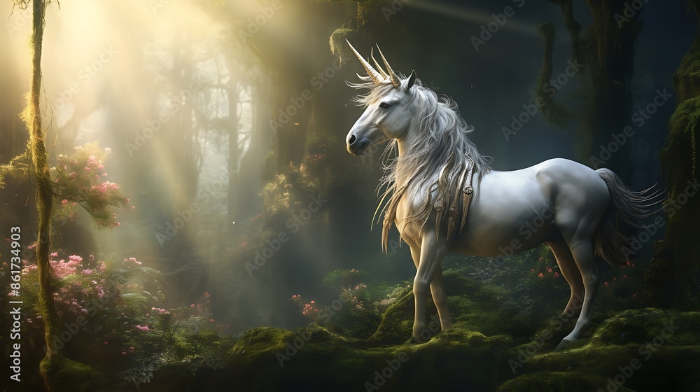 Unicorn in the Moonlight: Mythical Grace Unicorn in the Moonlight: Mythical Grace