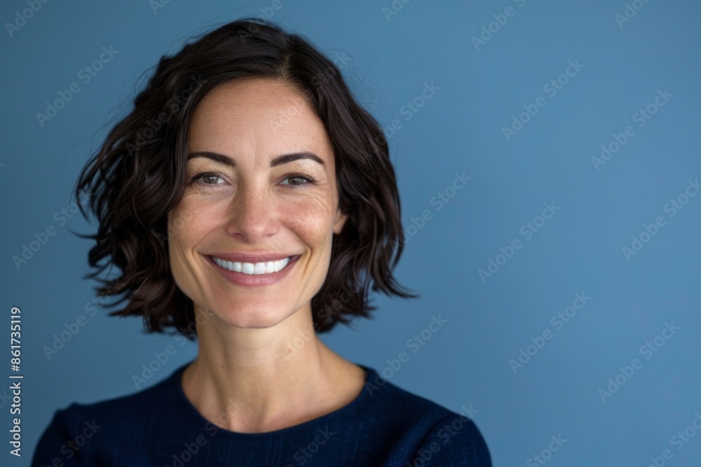 Mature beauty woman with toothy smile looking at camera Mature beauty woman with toothy smile looking at camera