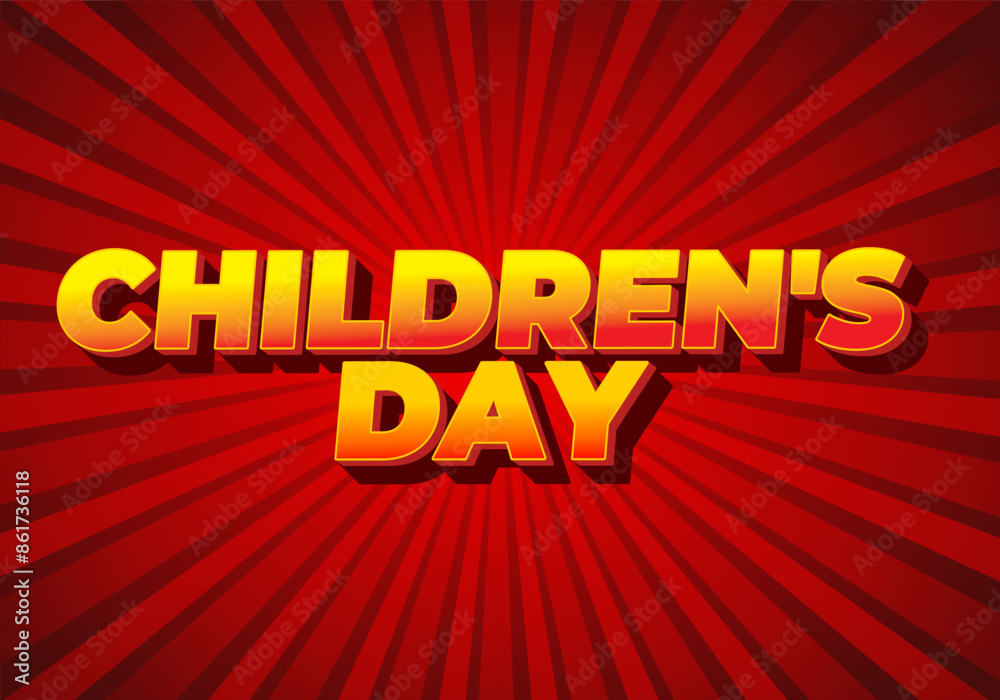 Children day. Text effect in good colors with 3D style Children day. Text effect in good colors with 3D style
