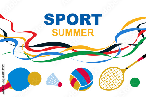 Sports background with colorful wavy stripes. Abstract colorful background with waves	
