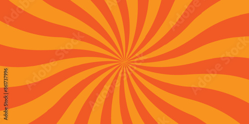  Vector Abstract orange sun rays and sunburst backdrop background. seamless retro vintage burst sunrise sunbeam element spiral striped illustration sunray template wallpaper design.