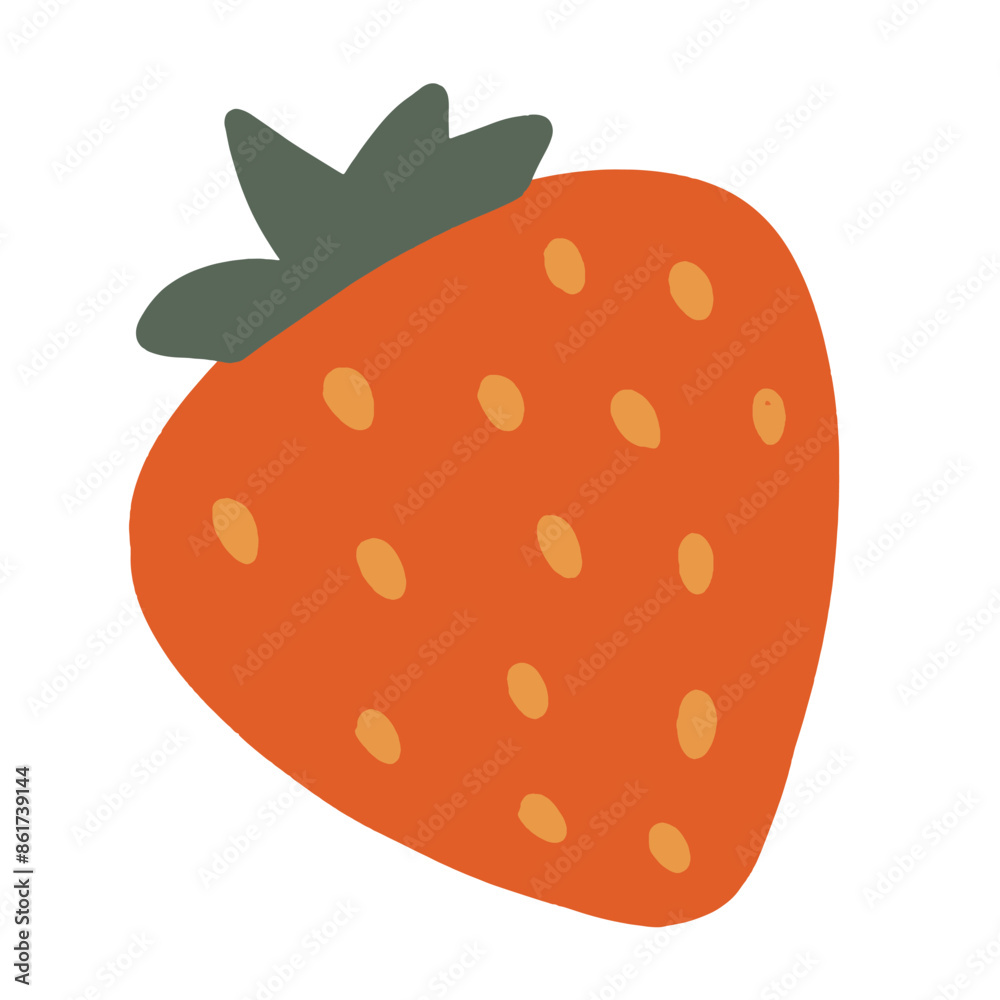 Vector hand drawn cartoon cute strawberry Vector hand drawn cartoon cute strawberry