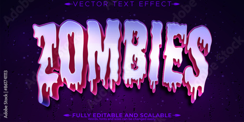 Zombie halloween text effect, editable horror and scary text style