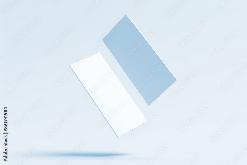 Two Floating Blank Business Cards mockup in Minimalistic Style with Soft Shadow on White Background Two Floating Blank Business Cards mockup in Minimalistic Style with Soft Shadow on White Background