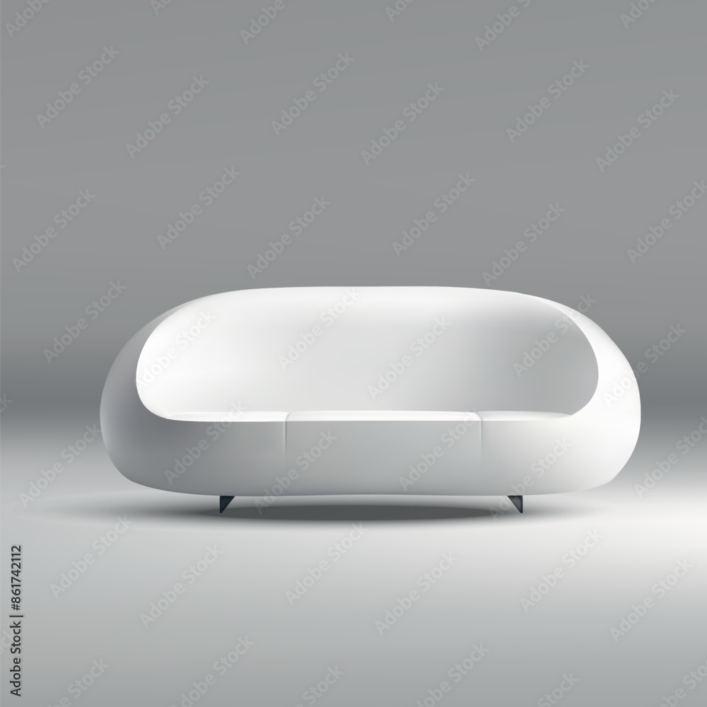 Modern Minimalist White Sofa on Gray Background Modern Minimalist White Sofa on Gray Background