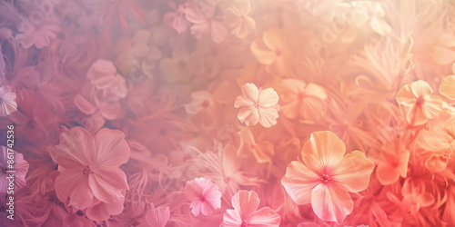 Abstract design with pastel-colored flowers and soft, dreamy petals