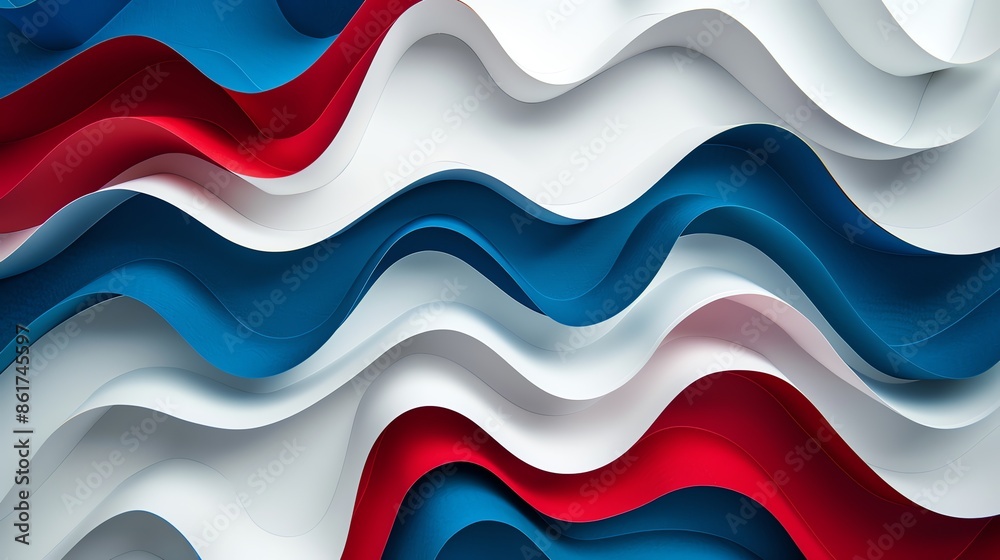 Vibrant Red, White, and Blue Wave Pattern Vibrant Red, White, and Blue Wave Pattern