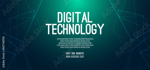 Digital technology internet network speed connection blue green background, cyber nano information, abstract communication, innovation future tech data, Ai big data lines dots, illustration vector 3d