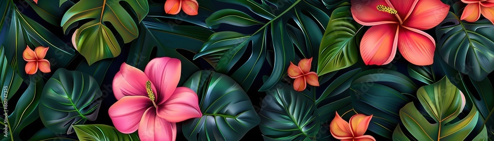 Obraz premium Seamless pattern with vibrant flowers 